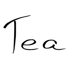 Lettering tea icon. Calligraphy inscription tea. Handwritten font tea.