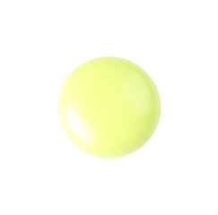 Pill on white background, top view. Medical care and treatment