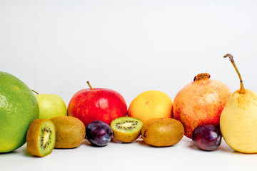 Creative layout made of fruits on a white background