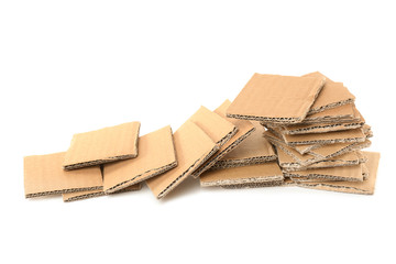 Brown cardboard on white background. Recyclable material