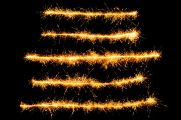 Sparkle fireworks lines isolated on black background. © Achira22