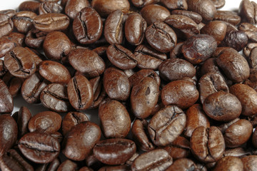 Well-stocked coffee beans background.