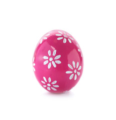 Decorated Easter egg on white background. Festive tradition