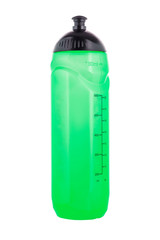 Set of plastic shakers isolated on white background with. Shaker for sport food cocktail. Sport and healthy drink.