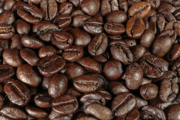 Well-stocked coffee beans background.