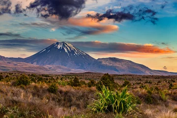 Gordijnen New Zealand, North Island. Tongariro National Park, Mount Tongarino (active volcano) © WitR