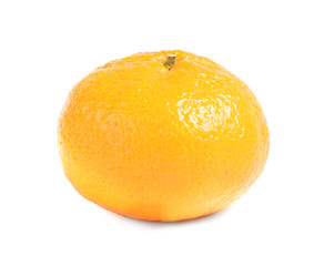 Tasty ripe tangerine on white background. Citrus fruit