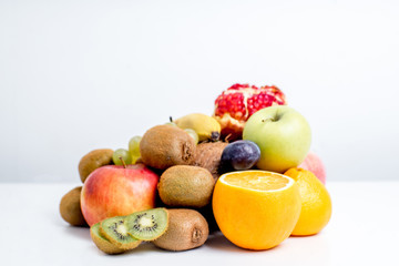 Fototapeta na wymiar Creative layout made of fruits on a white background