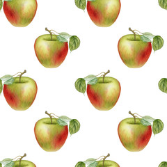 seamless pattern with watercolor drawing apple