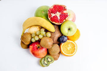 Creative layout made of fruits on a white background