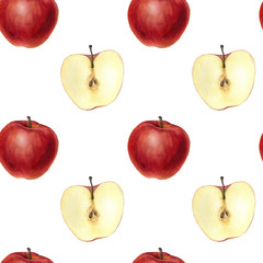 watercolor drawing seamless pattern with apples