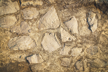Stone rock floor texture for background, Stones in concrete floors, Retro style.