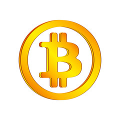 Orange bitcoin icon in a circle on a white background. Vector illustration