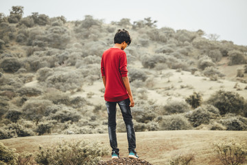 man hiking in the mountains