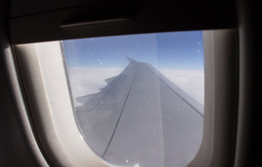 Fototapeta na wymiar view from window of an airplane