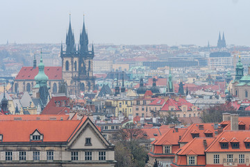 panoramic view of prague old town