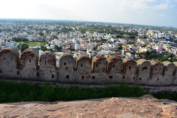 Fototapeta na wymiar Namakkal, Tamilnadu - India - October 17, 2018: Namakkal Fort Side view