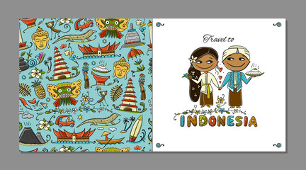 Travel to Indonesia. Greeting card for your design
