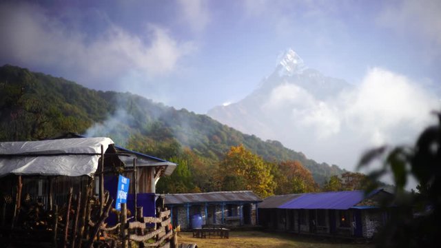Machapuchare mountain Fishtail in Himalayas range Nepal