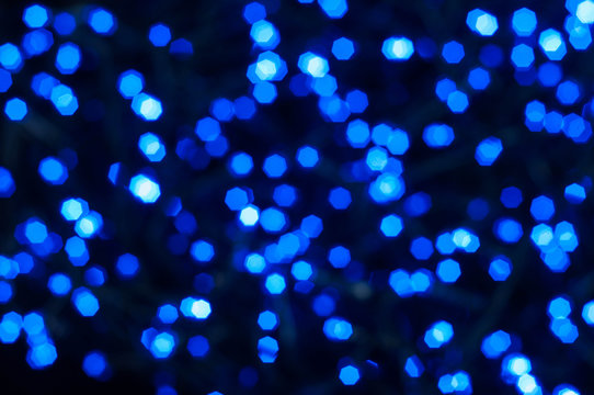 Bokeh From The Garland With Blue Highlights Blurred