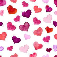 Watercolor hearts for St. Valentine s Day. Vector illustration. 