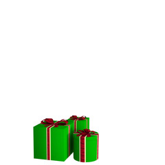 view of the holiday gifts tied with a multi-colored ribbon lying on the floor with transparent background