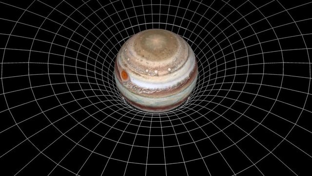 Jupiter planet rotation space time bend pit funnel seamless loop animation background New quality universal science cool nice 4k 3d stock video footage