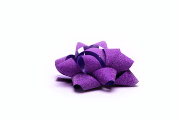 violet bow on a white background