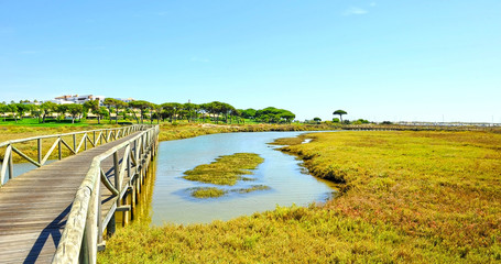 Marshes of Rio Piedras (River Stones) Natural Reserve in El Rompido, province of Huelva, Andalusia, Spain