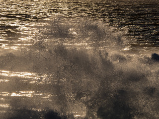 Winter waves at Peggy's Cove in Nova Scotia during sunset, peaceful, waves, powerful.