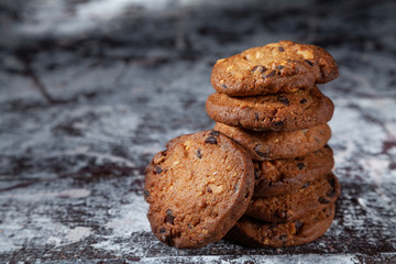  Homemade cookies with chocolate. Hand made baking.