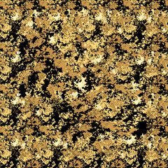 Black gold grunge texture seamless pattern. Patina scratch golden elements. Stylish modern background decoration. Vector illustration