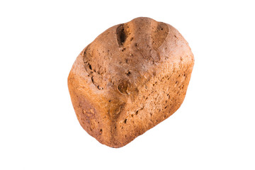 fresh baked bread isolate white background, close up