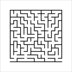 Abstract square maze. Game for kids. Puzzle for children. One entrances, one exit. Labyrinth conundrum. Simple flat vector illustration isolated on white background.