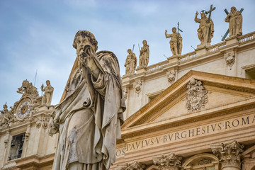 Statue of the Basilica of St Peter, Vatican city. Roma, Italy