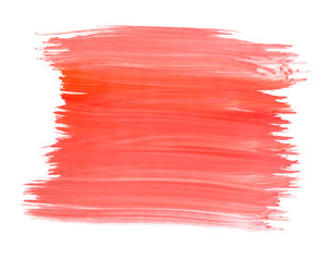 A fragment of the coral color background painted with watercolors