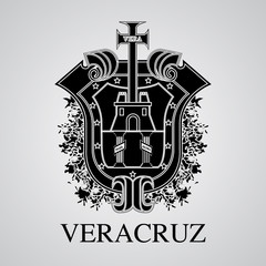 Silhouette of Veracruz Coat of Arms. Mexican State. Vector illustration