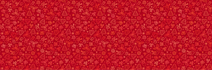 Stoffe zum Nähen Vector red Christmas doodle style pattern with new year hand drawn holidays symbols