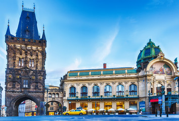 The Powder Tower and the Municipal house in Old City of Prague