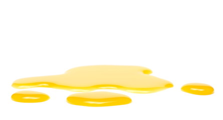 Puddle of orange juice isolated on white background, clipping path