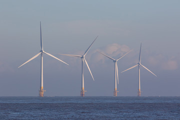 Offshore wind turbines. Green energy.