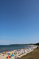 Fototapeta na wymiar Summer in Göhren at beach at Island Rügen, Baltic Sea Germany 