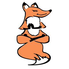 Cute vector fox sitting in yoga lotus pose