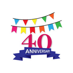 Anniversary, 40 years multicolored icon. Can be used for web, logo, mobile app, UI, UX