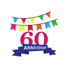 Anniversary, 60 years multicolored icon. Can be used for web, logo, mobile app, UI, UX