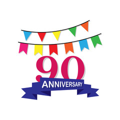 Anniversary, 90 years multicolored icon. Can be used for web, logo, mobile app, UI, UX
