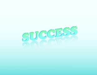 3D Success text of blue color with mirror reflection on sky background vector illustration
