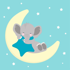 Obraz na płótnie Canvas elephant sleep on moon