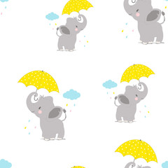 pattern with elephant and umbrella