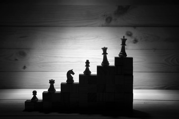Business hierarchy. Strategy concept with chess pieces.